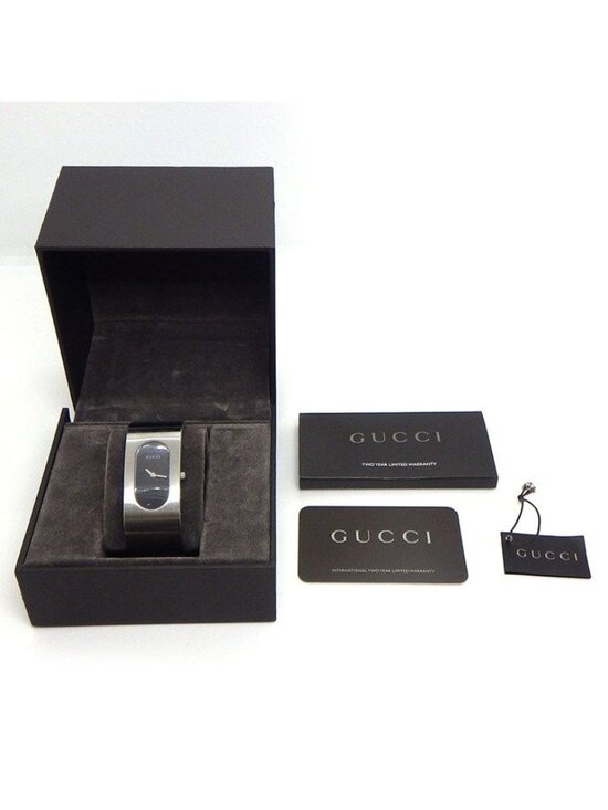 Gucci Watch Bangle Black Dial Satin Polished SS Quartz Analog main image 6